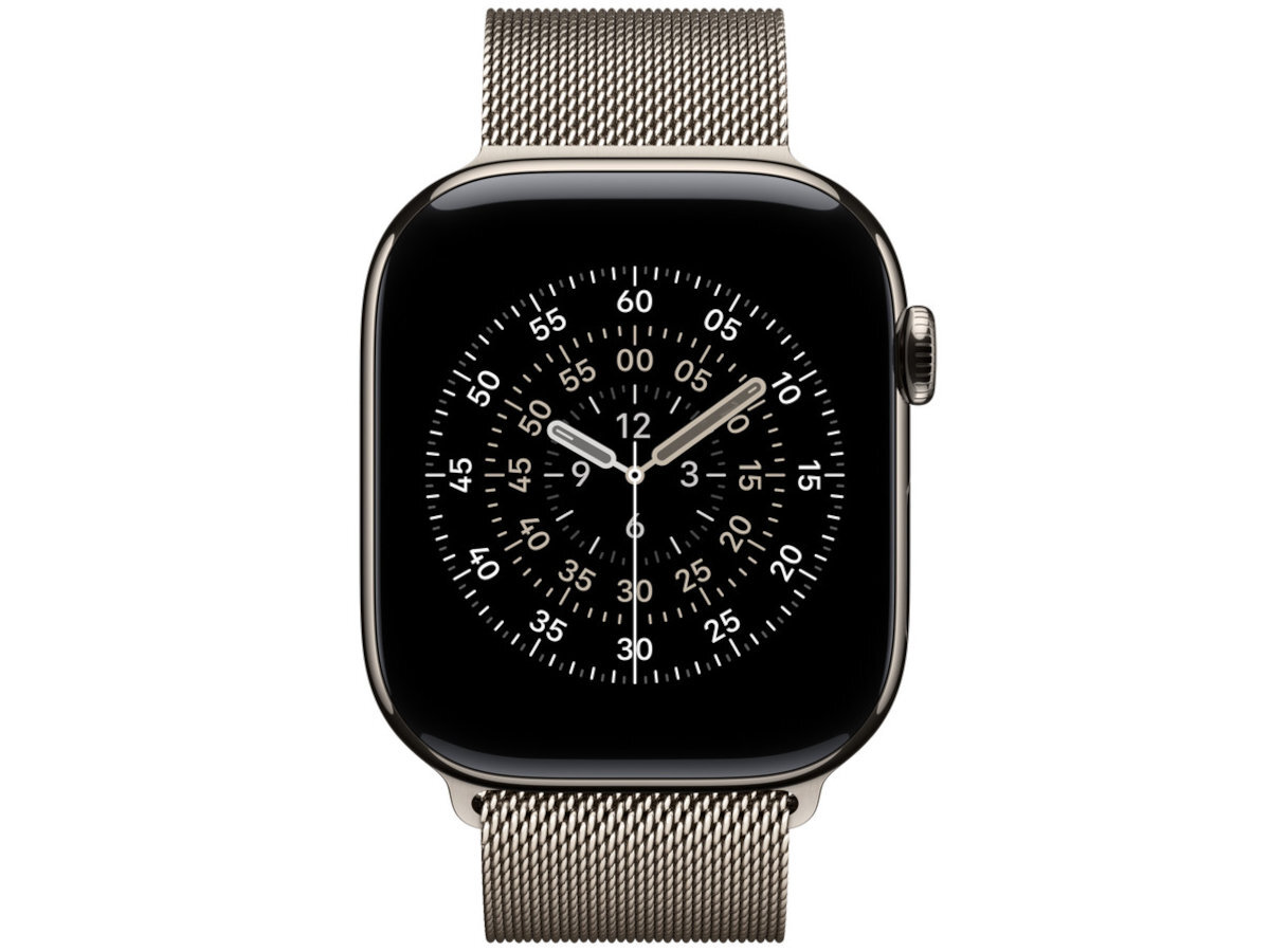 Bransoleta mediolańska do Apple Watch Mediolanie pod koniec XIX wieku Bransoleta mediolańska pleciona na wyspecjalizowanych włoskich maszynach gładką siateczką ze stali nierdzewnej Magnetyczne zapięcie powłoka PVD - bransoletka na zegarku od przodu