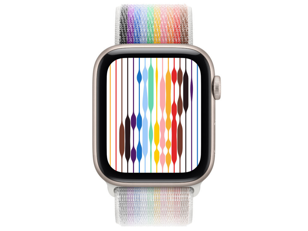 Pasek do Apple Watch opaska sportowa Apple miękkiego, oddychającego materiału Dwuwarstwowy splot nylonu gęsto rozmieszczonymi pętelkami Zapięcie na rzep - pasek z zegarkiem od przodu