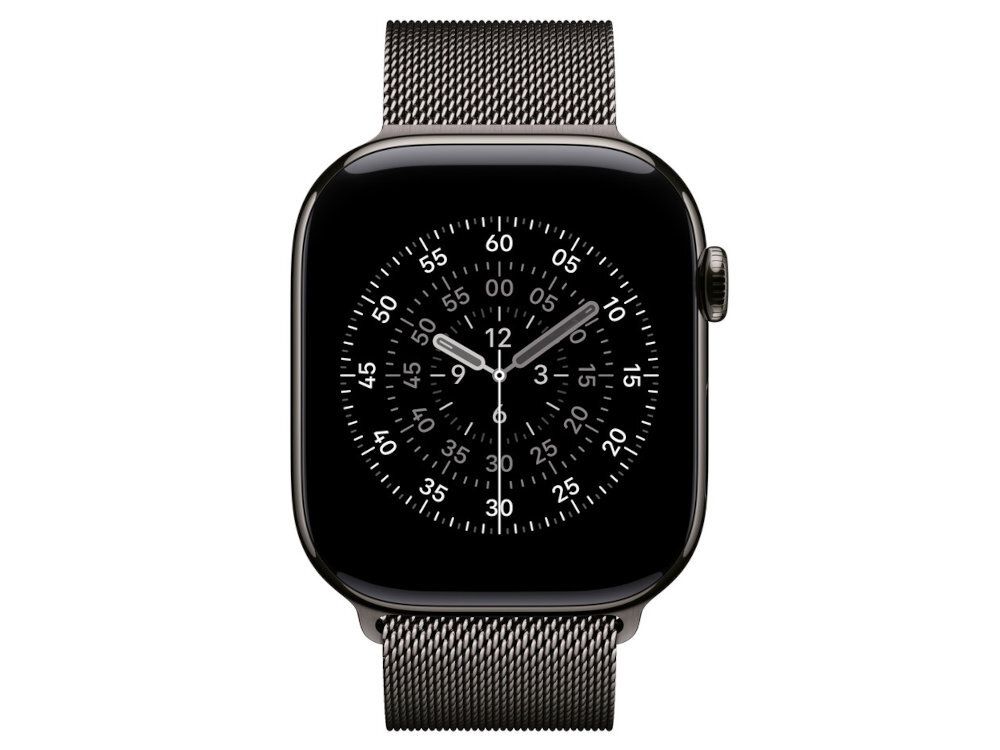 Bransoleta mediolańska do Apple Watch Mediolanie pod koniec XIX wieku Bransoleta mediolańska pleciona na wyspecjalizowanych włoskich maszynach gładką siateczką ze stali nierdzewnej Magnetyczne zapięcie powłoka PVD - bransoletka na zegarku od przodu