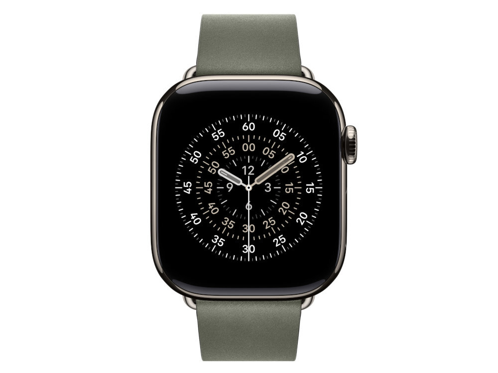 Pasek Apple Modern Buckle wytrzymałego poliestru o miękkiej, zamszowej strukturze funkcjonalność z elegancją - pasek na zegarku od przodu