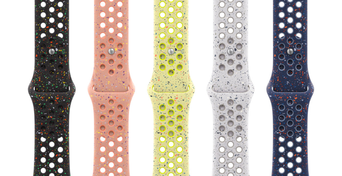 Pasek do Apple Watch Nike Sport Band Sportowy pasek Nike pięć wariantów kolorystycznych losowo rozmieszczonym akcentom - pasek w 5 wersjach kolorystycznych