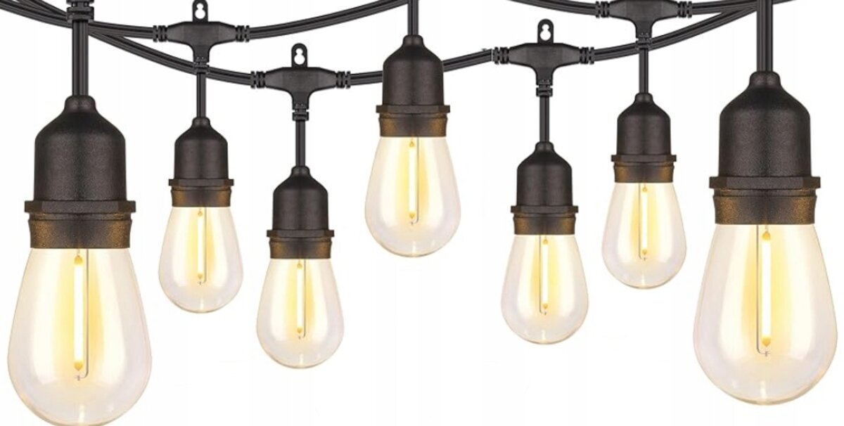 Girlanda ogrodowa EXTRALINK Filame EX.25074, Lampki, ciepło, światło, Lampki wiszą w ilości 7 sztuk na białym tle