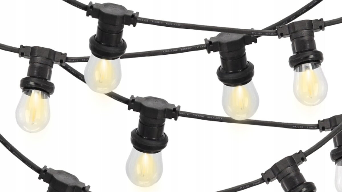 Girlanda ogrodowa EXTRALINK Filame EX.25074, Lampki, wisząc, kable, Lampki wiszą nieregularnie połączone kablem na białym tle