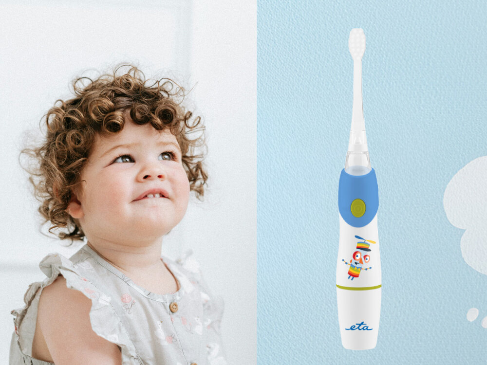 SSzczoteczka soniczna ETA Baby Sonic ETA071090020 Biało-niebieski technologia soniczna MOVE+, skuteczne i delikatne czyszczenie, dla wrażliwej jamy ustnej, dbanie o zdrowy uśmiech