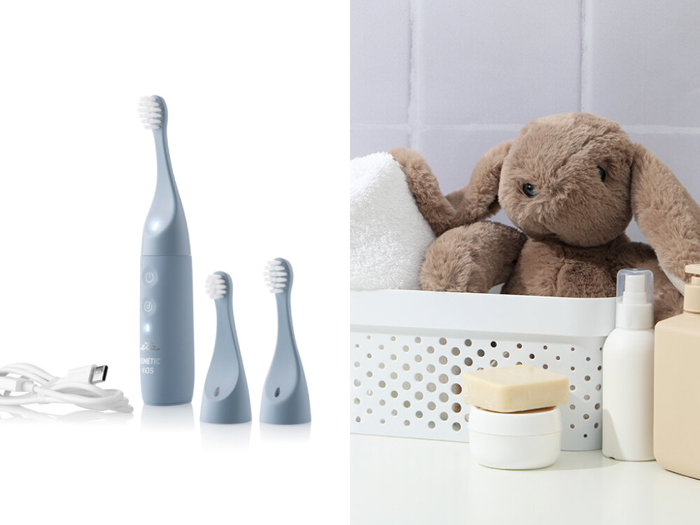 Szczoteczka soniczna ETA Sonetic Kids II 171090010 Niebieski inteligentny timer, przypomnienie o zmianie strefy szczotkowania, wesoła melodia