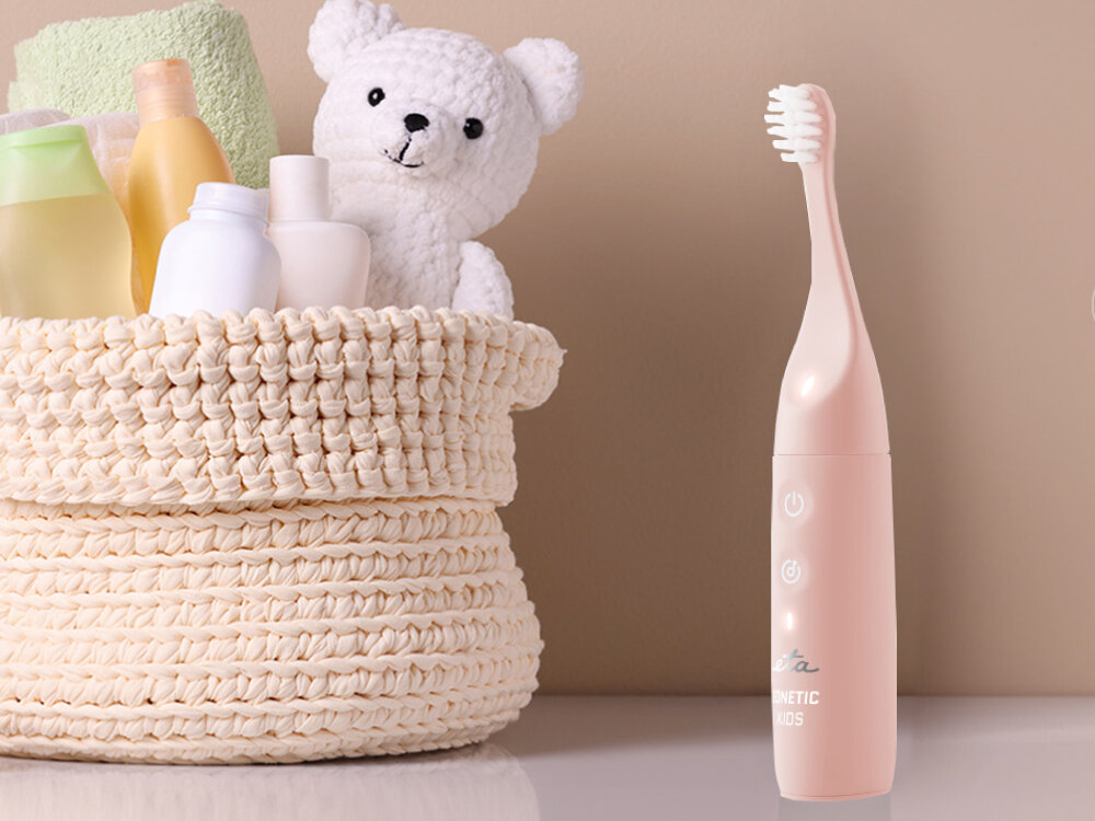 Szczoteczka soniczna ETA Sonetic Kids II 171090000 Różowy skośna główka, skuteczne czyszczenie, codzienne mycie, wodoodporna konstrukcja