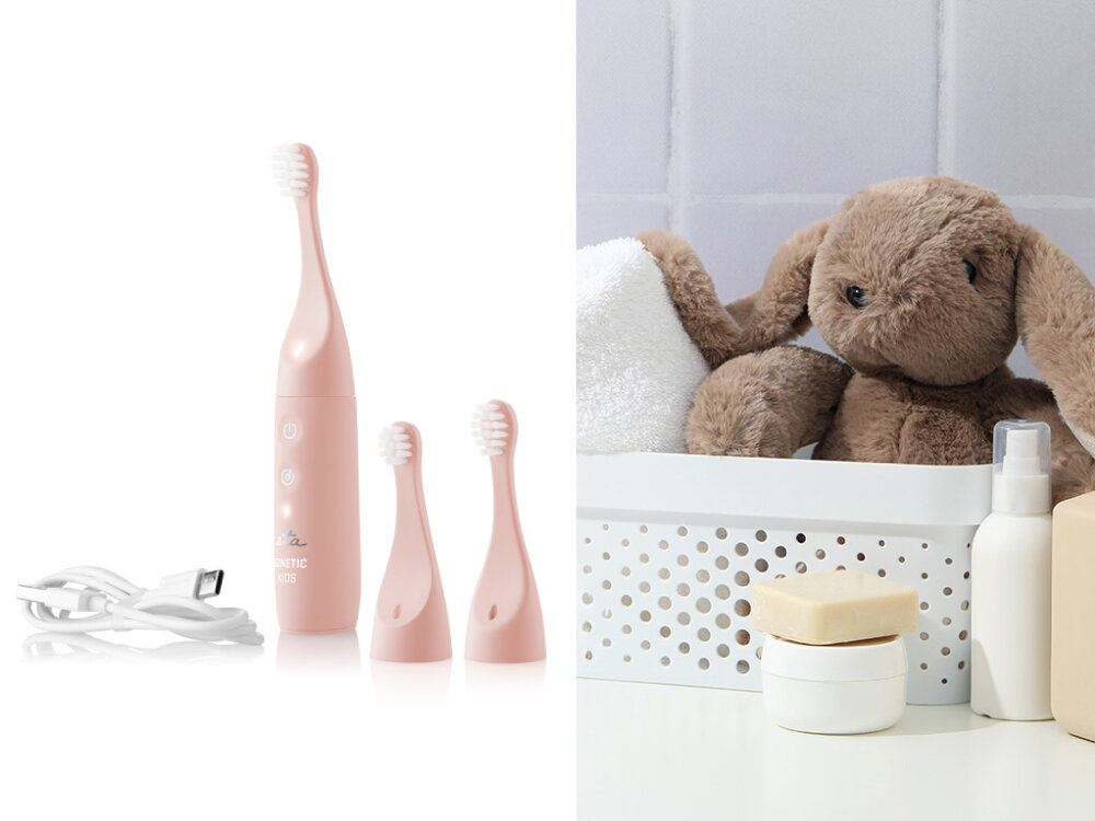Szczoteczka soniczna ETA Sonetic Kids II 171090000 Różowy inteligentny timer, przypomnienie o zmianie strefy szczotkowania, wesoła melodia