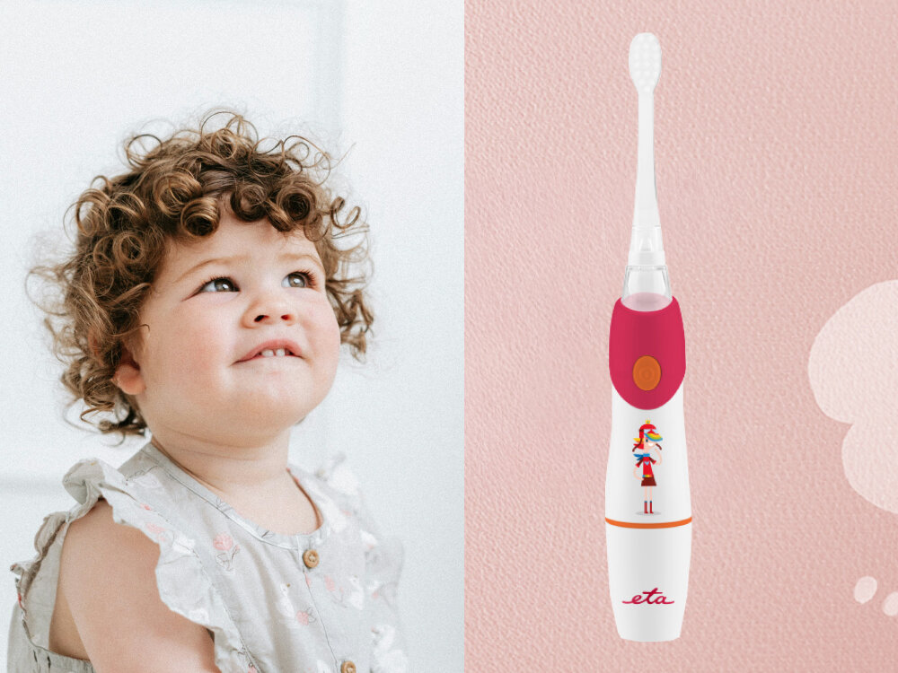 Szczoteczka soniczna ETA Baby Sonic ETA071090030 Biało-czerwony technologia soniczna MOVE+, skuteczne i delikatne czyszczenie, dla wrażliwej jamy ustnej, dbanie o zdrowy uśmiech