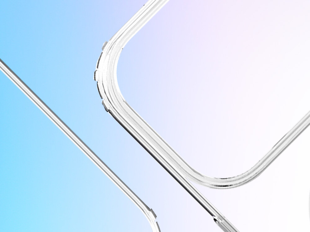 Etui 3MK Hardy LiqForce MagCase do Apple iPhone 17 Pro Przezroczysty, kompatybilne, MagSafe, bezproblemowe, akcesoria, na niebieskim tle etui po skosie frontem na wprost