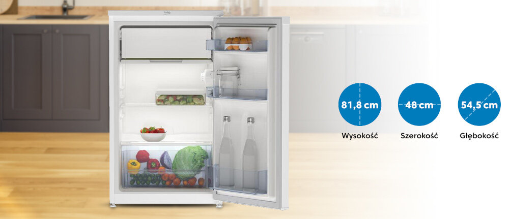 LODÓWKA BEKO TS190340N wymiary pojemność rozmiar kompaktowa podblatowa