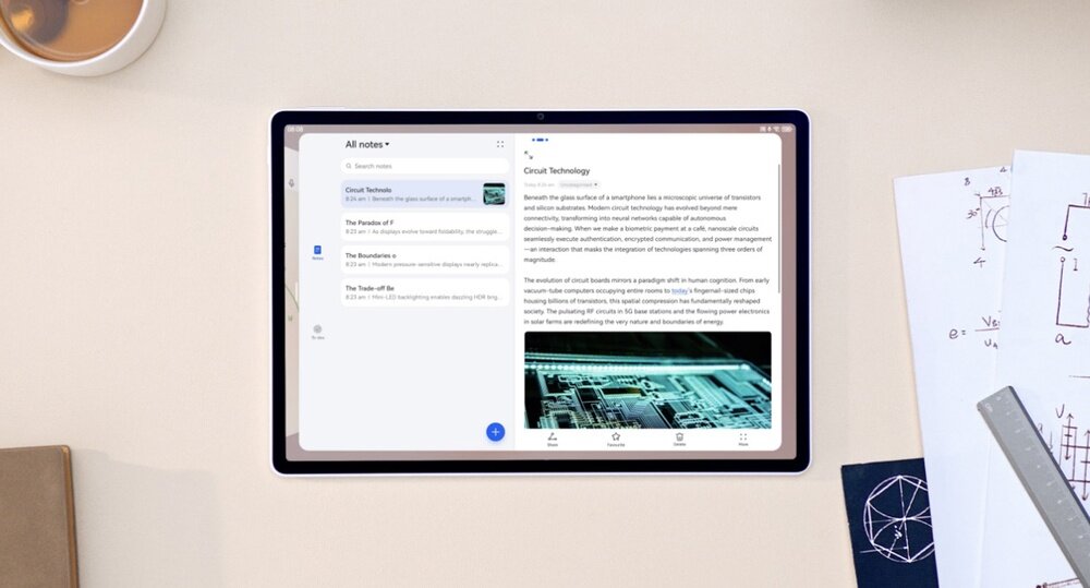 Tablet HUAWEI MatePad 12 X 2025 notatki aplikacja HUAWEI Notatki praca nauka