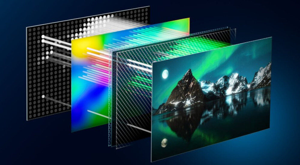 Telewizor PHILIPS 65MLED950 Quantum Dot MiniLED wysoki kontrast kolory, rozwarstwiona matryca na ciemnym tle