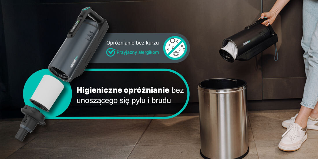 Odkurzacz THOMAS BX7 Higieniczne opróżnianie worek szczelnie zamknięte dodatkowy filtr czystość powietrza 5 zapasowych worków komfort sprzątanie wygoda przez długi czas
