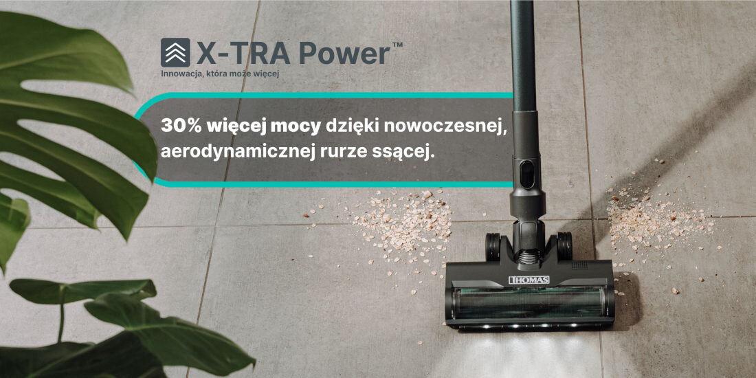 Odkurzacz THOMAS BX7 aerodynamiczna rura X-TRA Power™ kurzem i okruszkami zabrudzenia warunki