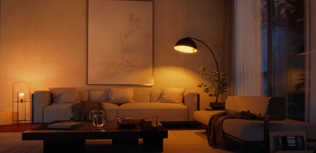 Inteligentna żarówka LED PHILIPS HUE 929003856006 7W E27 Bluetooth, ZigBee (4 szt.) , świecenie, 250000, solidne, jakość, materiały, pokój gościnny w tle ciepłego światła HUE