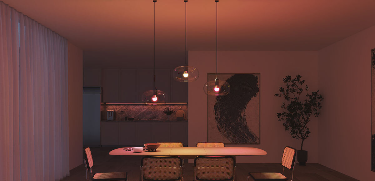 ŻARÓWKA E27 806LM A60 3SZT +BRIDGE PHILIPS HUE ESSENTIAL WHITE AND COLOR, wkręcenie, aplikacja, sterowanie, inteligentne, pokój gościnny w kolorach żarówek HUE