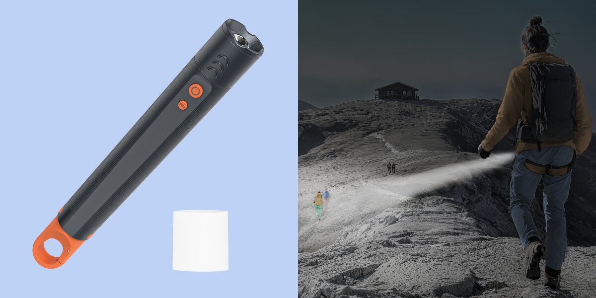 Latarka HAMA FLX1000 Grafitowy, latarka, camping, podróż, deszcz, Latarka ręczna z nasadką działającą jak lampka