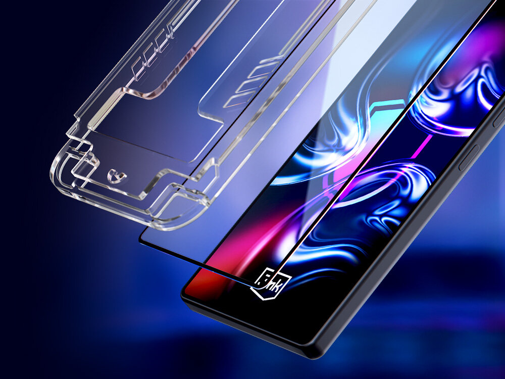 Szkło hartowane 3MK Hardglass Max, montaż, wygoda, precyzja, prostota, Warstwowe nakładanie szkła w ramce 3mk