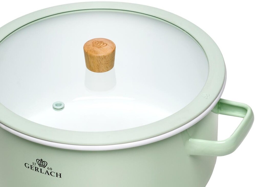 Zestaw garnków GERLACH Natur Enamel Biały (6 elementów) zdrowe gotowanie, minimalistyczny design, bezpieczne dla alergików