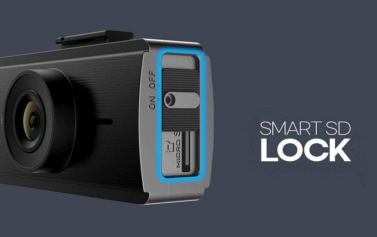 FINEVU GX35 Cloud FINEVU GX35 Cloud mechaniczny wyłącznik zasilania, dezaktywować tryb parkingowy aplikacji chroni kartę pamięci przed uszkodzeniem - Funkcja Smart SD Lock blokująca zapisy na karcie pamięci microSD w rejestratorze po wykryciu zdarzenia