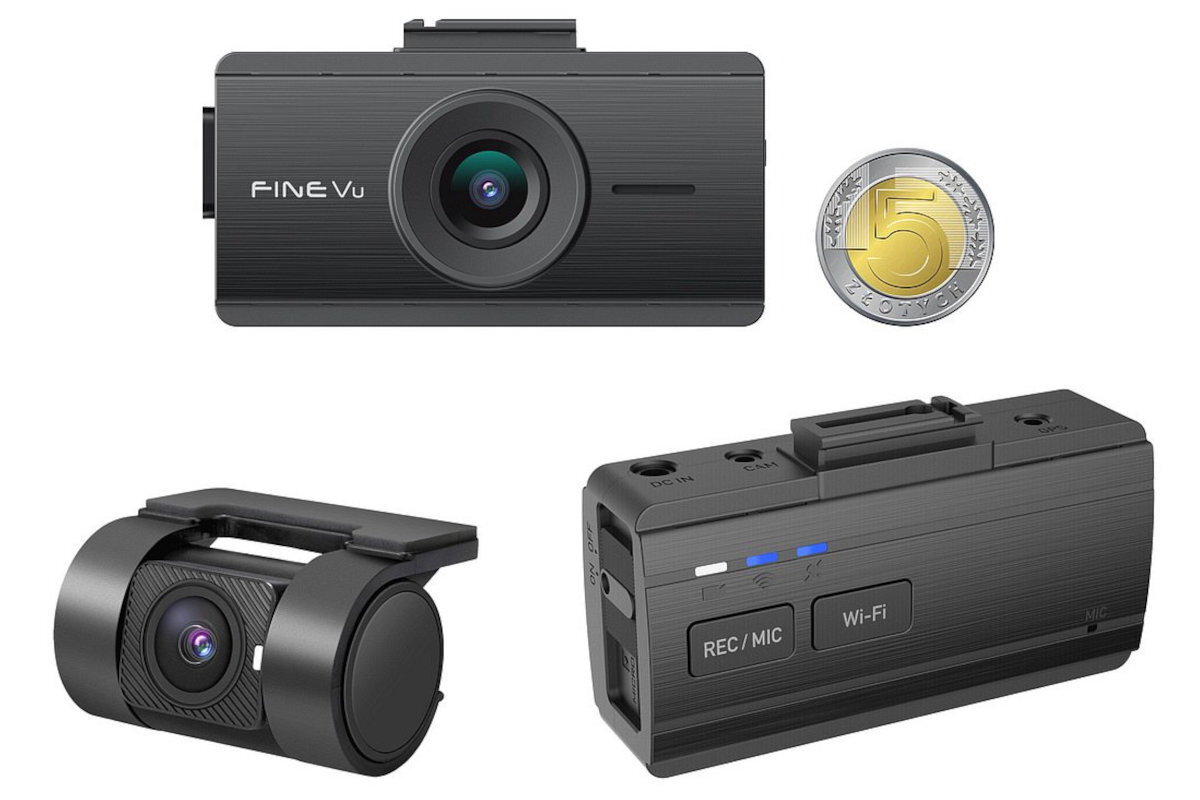 FINEVU GX35 Cloud obudowę bez ekranu 74 x 37 x 23 mm Regulowany uchwyt aplikacja na smartfon - kamera na białym tle od przodu, tyłu oraz tylna kamera