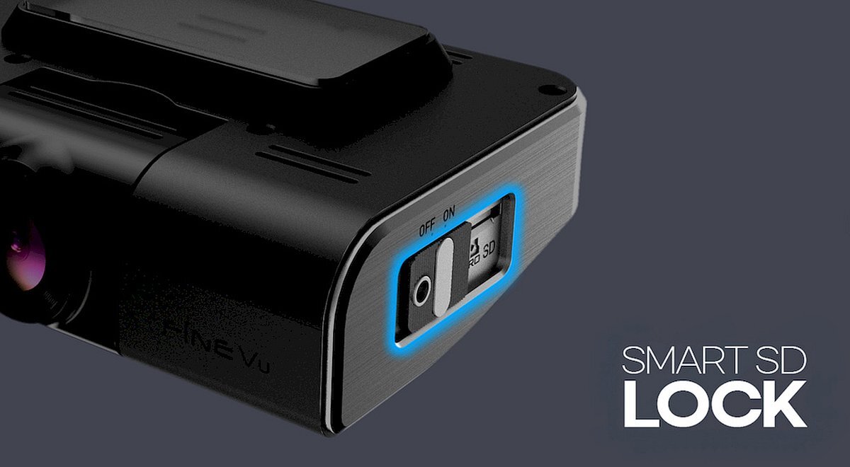 FINEVU GX1000 FineVu GX1000 mechaniczny wyłącznik zasilania, dezaktywować tryb parkingowy aplikacji chroni kartę pamięci przed uszkodzeniem - Funkcja Smart SD Lock blokująca zapisy na karcie pamięci microSD w rejestratorze po wykryciu zdarzenia