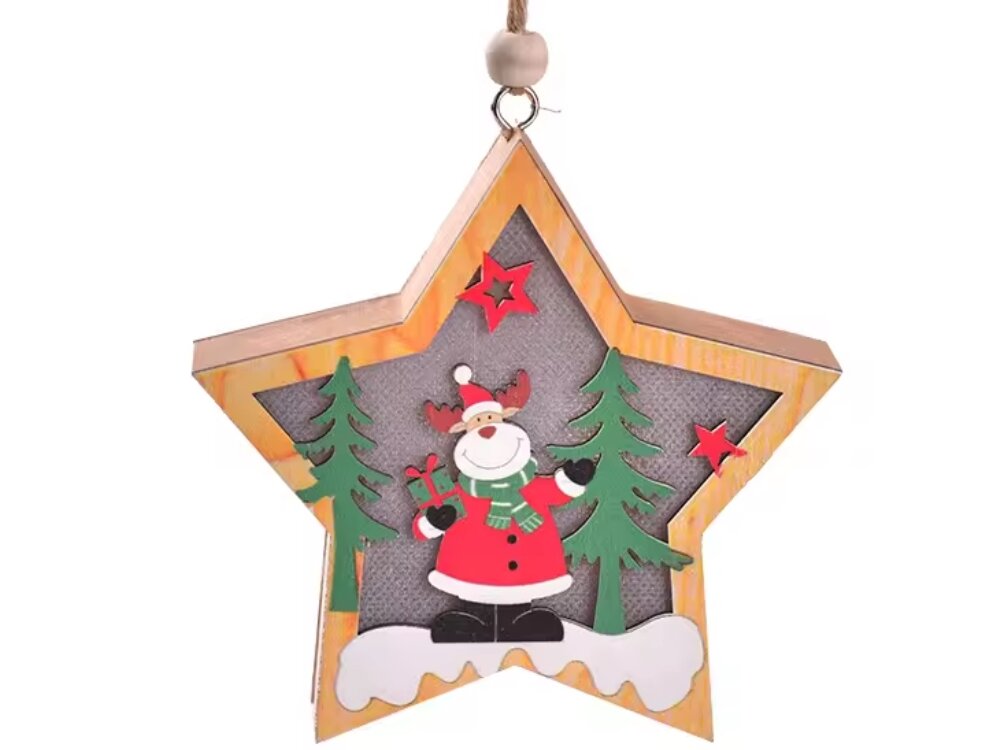 Dekoracja świąteczna BELINE Renifer Gwiazda Bateryjne, LED, ciepłe, światło, klimat, na białym tle dekoracja świąteczna frontem na wprost