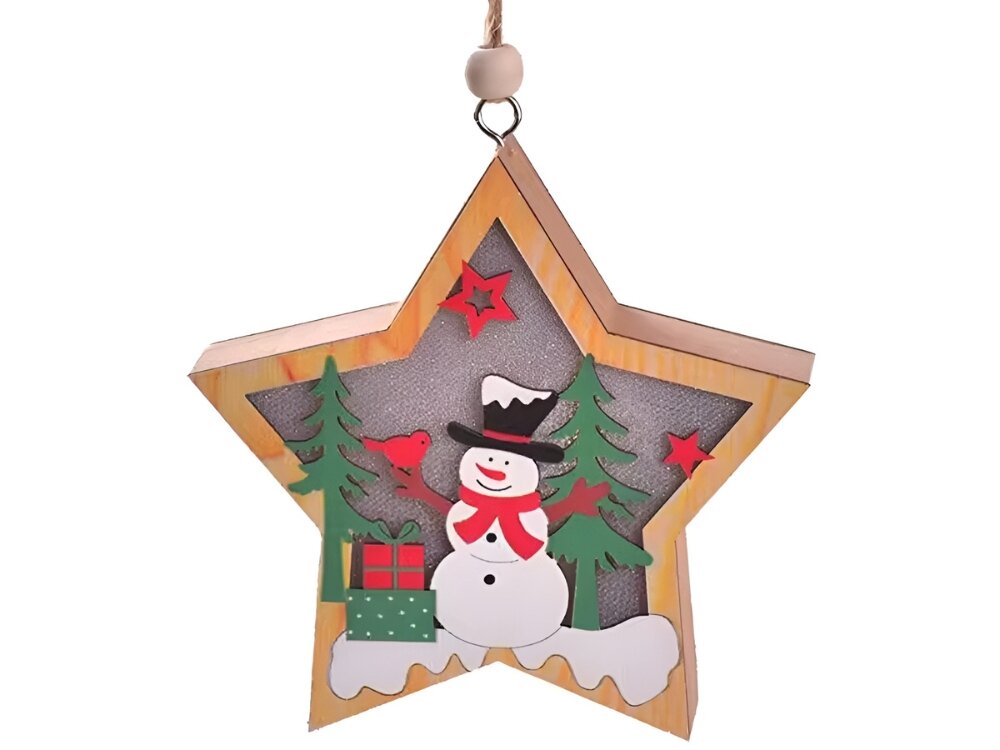 Dekoracja świąteczna BELINE Bałwanek Gwiazda Bateryjne, LED, ciepłe, światło, klimat, na białym tle dekoracja świąteczna frontem na wprost