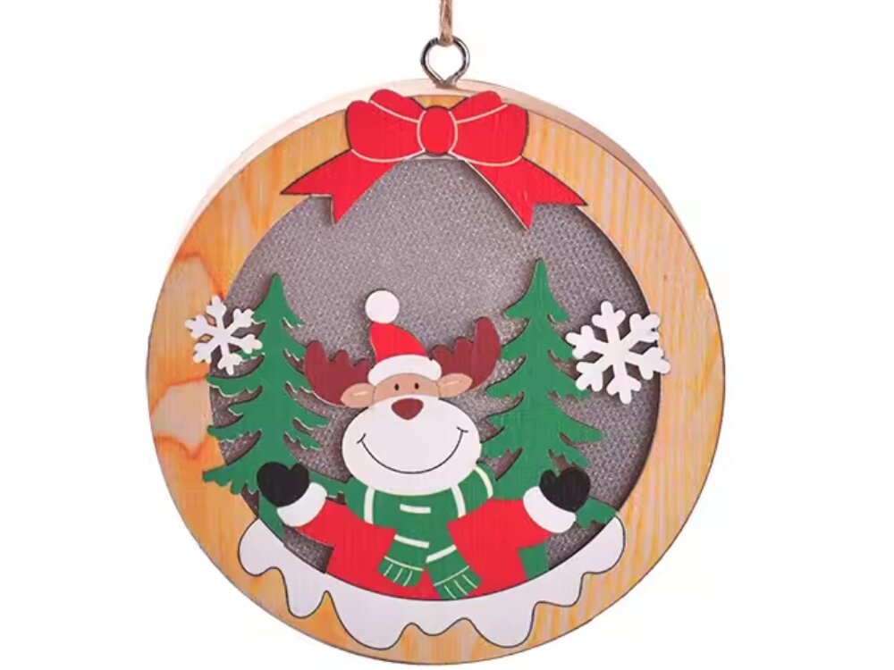 Dekoracja świąteczna BELINE Renifer Okrągła Bateryjne, dodatek, ciepłe, światło, wzór, na białym tle dekoracja świąteczna frontem na wprost