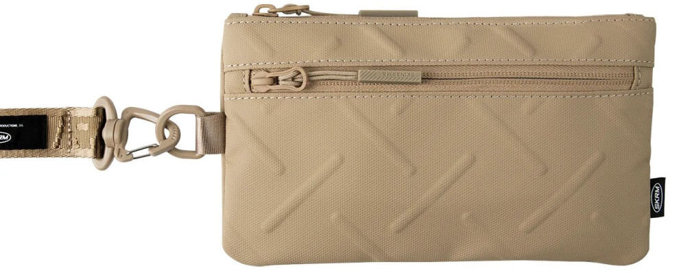 Torebka na telefon SKINARMA Juno Khaki prezentacja torebki na białym tle nylon tłoczona faktura zgrabna konstrukcja praktyczne zastosowanie