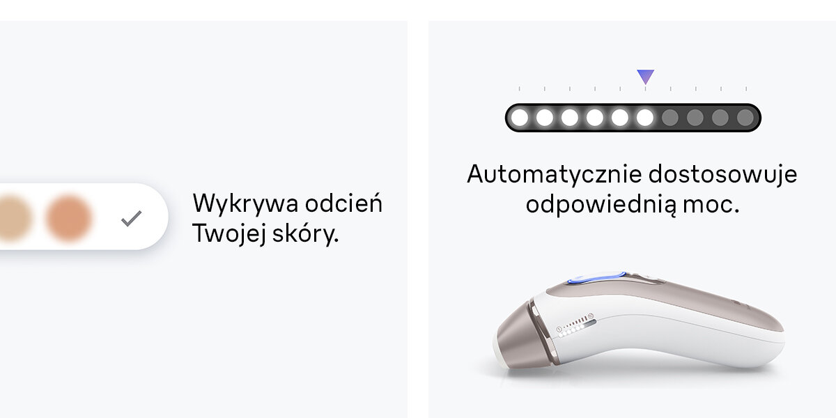 Depilator BRAUN Skin i·expert Smart IPL PL7253 Czujnik SkinPro 2.0 wykrywa odcień twojej skóry automatycznie dostosowuje odpowiednią moc