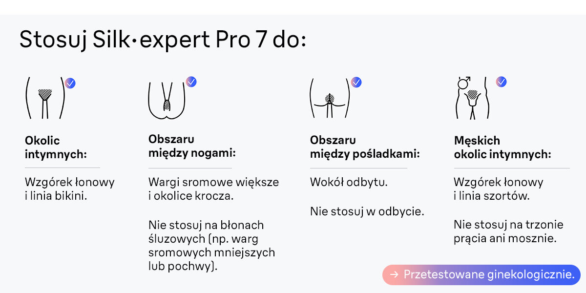 Depilator BRAUN Skin i·expert Smart IPL PL7253 Czujnik SkinPro 2.0 okolice intymne obszar między nogami miiędzy pośladkami męskich okolic intymnych