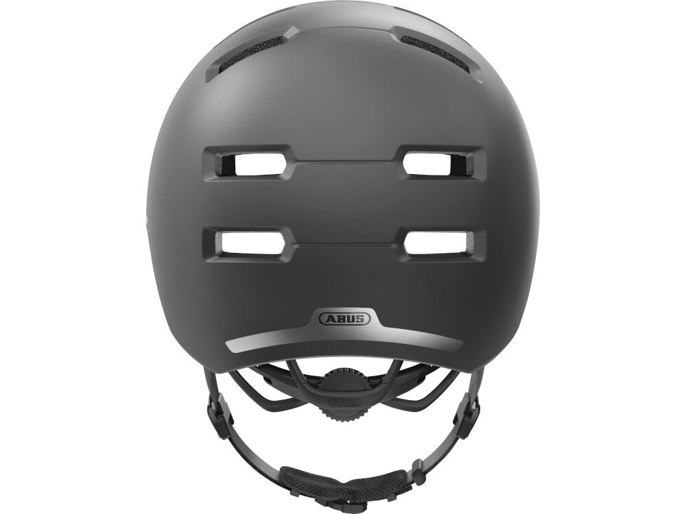 Kask rowerowy ABUS Skurb Ciemnoszary (rozmiar L) technologia In-Mold zewnętrzna sokrupa połączona na stałe z wnętrzem EPS absorbuje wstrząsy