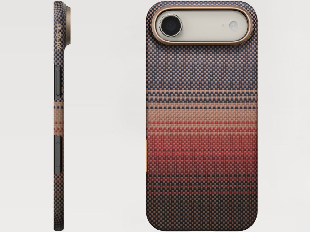 Etui PITAKA Ultra-Slim MagSafe
                etui widoczne od tyłu i z boku na jasnym tle
                minimalistyczny wygląd przyjemna w dotyku faktura kompatybilność ładowanie magsafe technologia pitatap smukła funkcjonalna forma