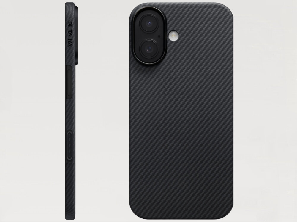 Etui PITAKA Ultra-Slim MagSafe splotu aramidowego kompatybilne z ładowaniem MagSafe i bezprzewodowym - etui z telefonem na białym tle