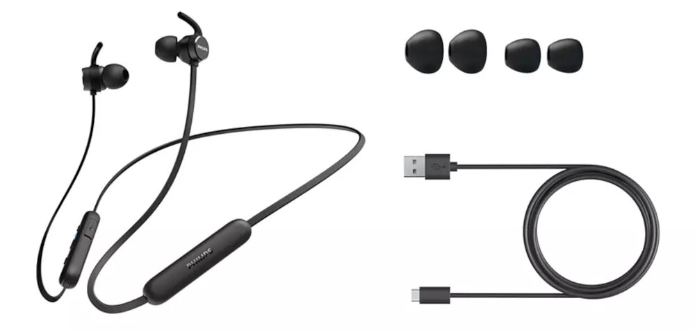 Słuchawki dokanałowe PHILIPS TAE1205BK/00 Czarny design komfort lekkość dźwięk jakość wrażenia słuchowe ergonomia lekkość sport aktywność podróże czas pracy działanie akumulator