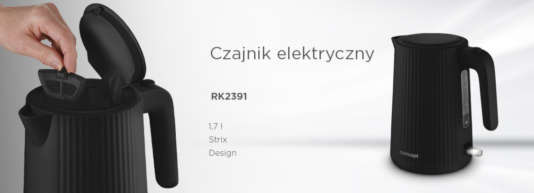 Czajnik CONCEPT RK2391 Czarny wygląd design prezentacja wizualizacja Styl i funkcjonalność