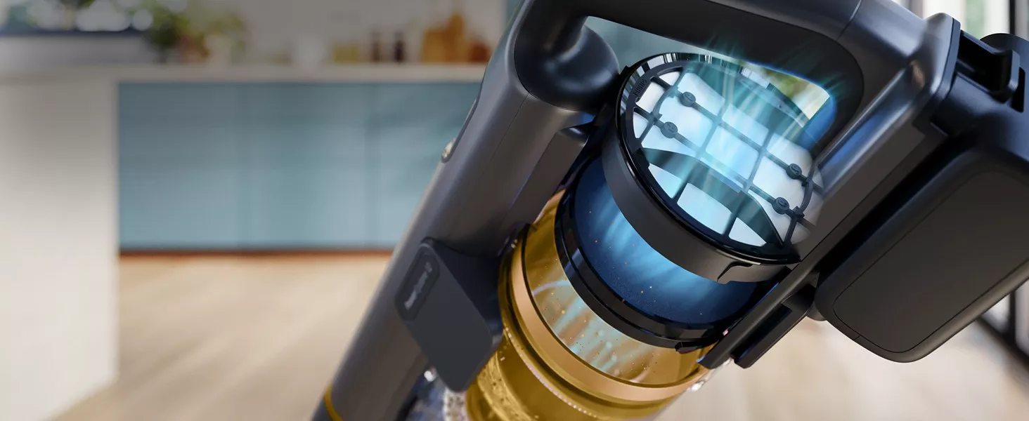 Powietrze przechodzące przez odkurzacz zostaje oczyszczone z zabrudzeń.