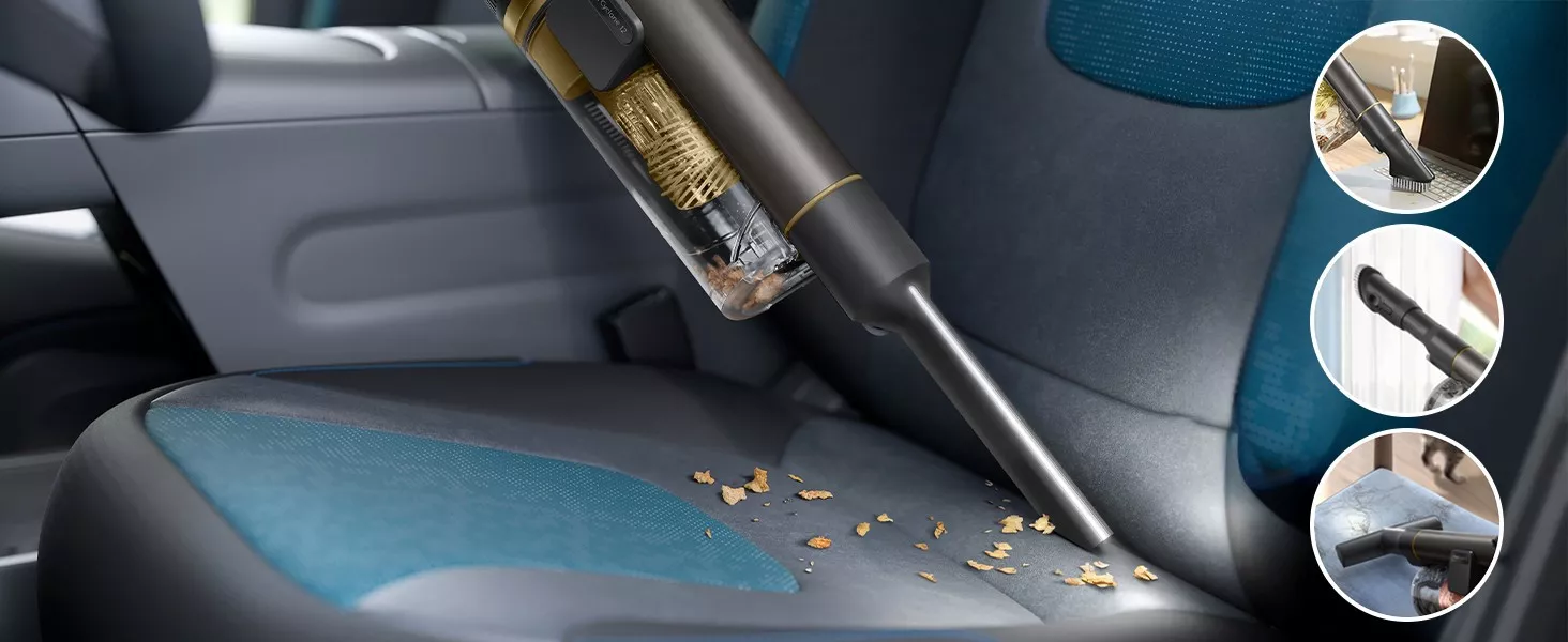 Szczelinówka sprawdza się podczas odkurzania wnętrza samochodu.