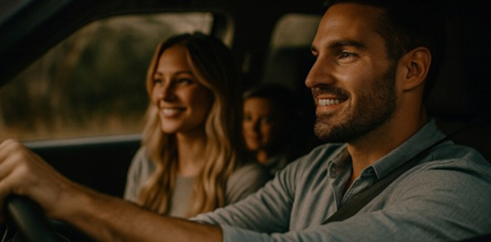 Adapter VORDON CA-380 Prisma Android Auto Apple CarPlay połączenie smartfona z autem, osoba prowadząca auto