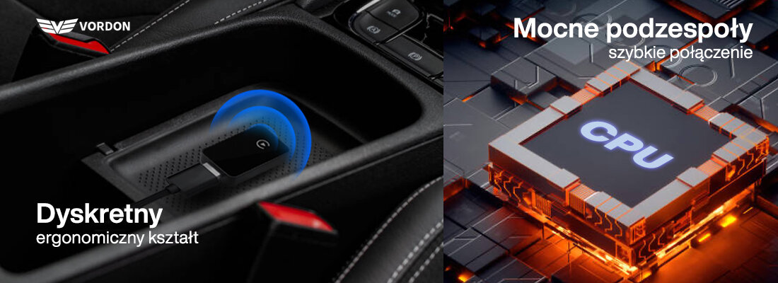 Adapter VORDON CA-380 Prisma kompaktowa obudowa design wydajność w samochodzie, arapter podłączony do kabla USB