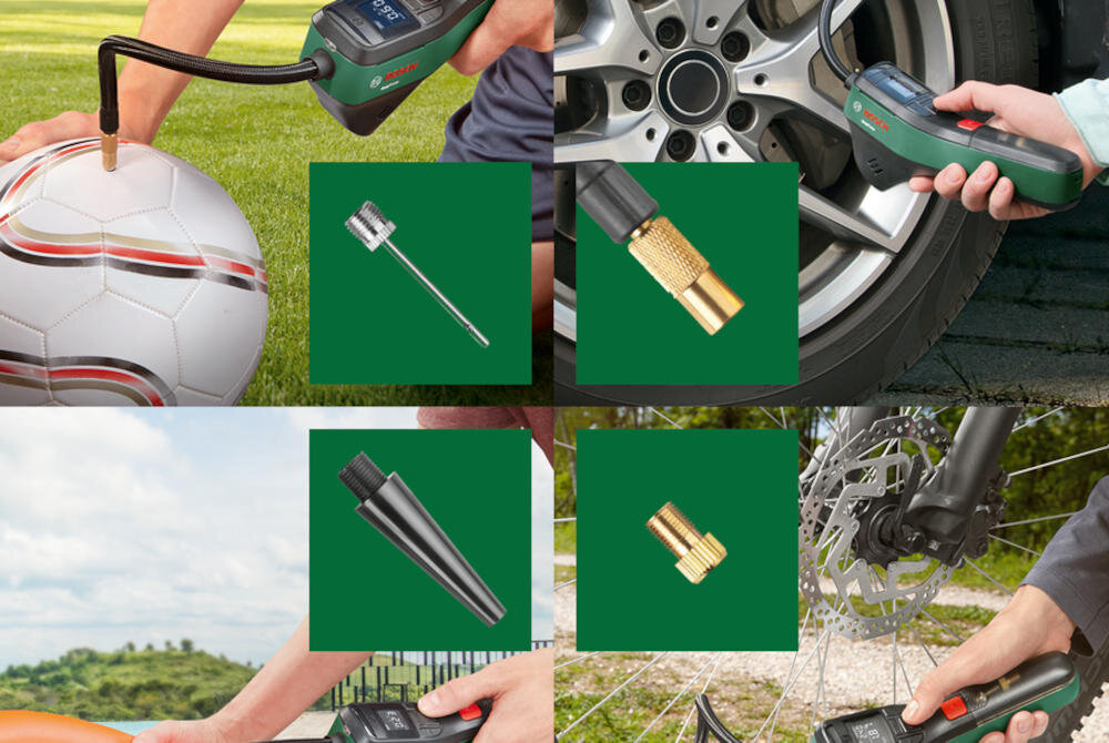 BOSCH EasyPump pompka różne końcówki akcesoria pompowanie schowek