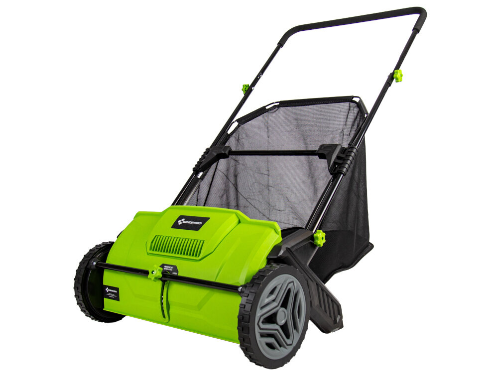 Zbieracz liści GREENSO ZBLR53 zbieracz na białym tle widoczny od przodu pod skosem sprzątanie zbieranie liści porządek