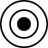 Ikona przedstawia czarny okrąg z białym środkiem i mniejszym czarnym kółkiem w centrum.
