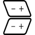 Logo przedstawia dwa prostokąty z symbolami minus i plus, ułożone jeden nad drugim. Prostokąty są połączone linią pośrodku.