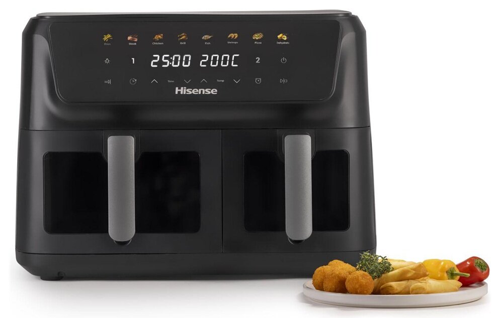 Air Fryer Frytkownica beztłuszczowa HISENSE HAF2700DCD nienagrzewające się uchwyty, wygodne uchwyty, nawet przy wysokiej temperaturze