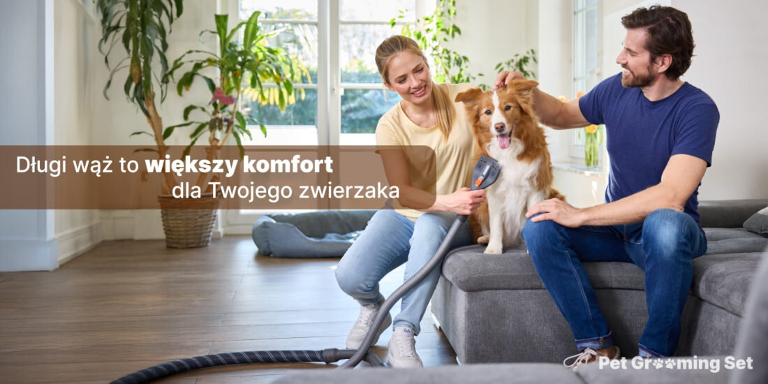 Szczotka do pielęgnacji sierści THOMAS Pet Grooming Set elastyczny wąż o długości 160 cm pielęgnacja sierści Wygodne użytkowanie