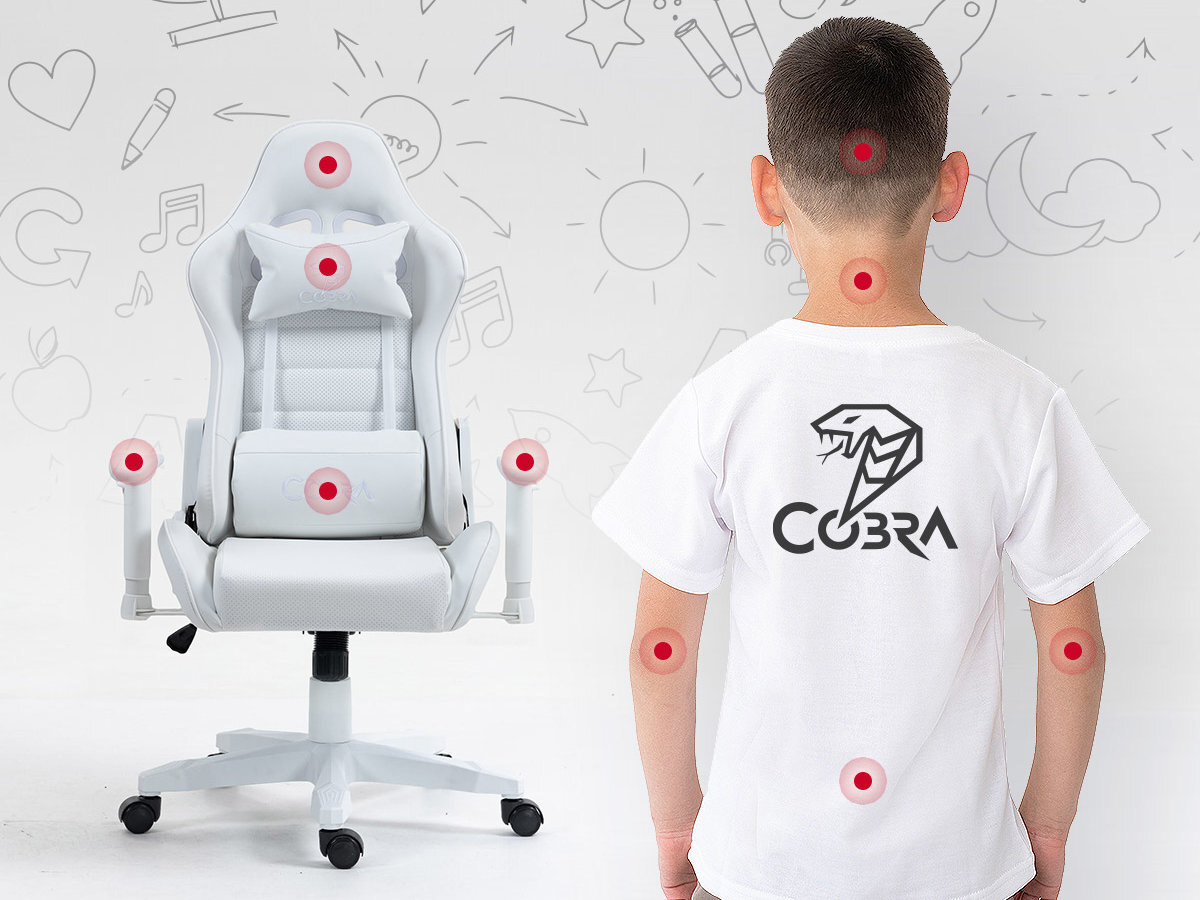 Fotel COBRA Rebel młodych graczy i uczniów komfort, ergonomię i dba o zdrowie samopoczucie od 100 do 160 cm do 120 kg