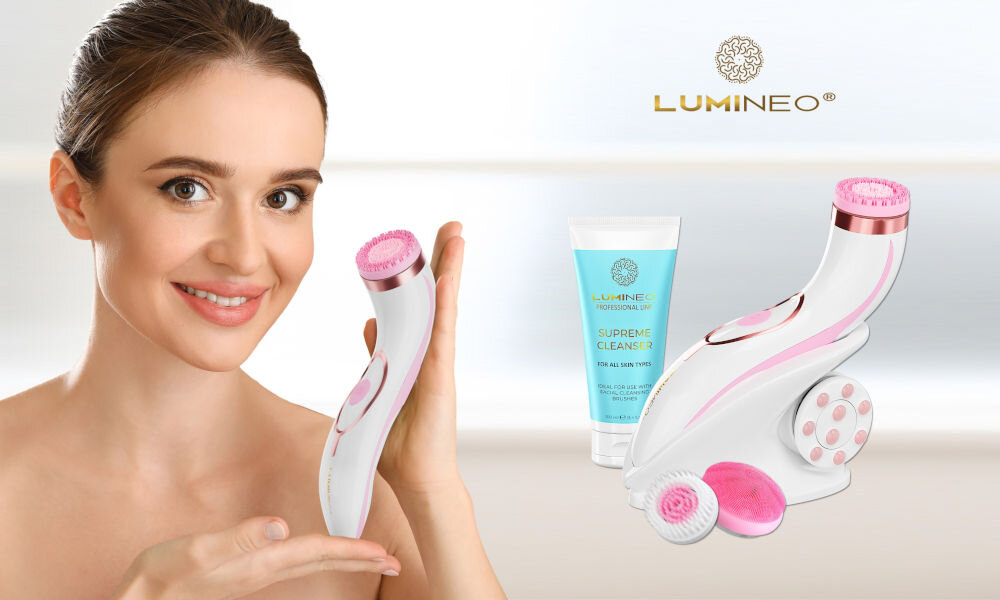 Szczoteczka soniczna do mycia twarzy LUMINEO 8688 Pro Różowy + Żel do skóry delikatnej i wrażliwej 100 ml kv początek opisu