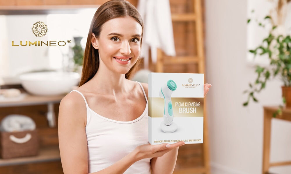 Szczoteczka do twarzy LUMINEO 868 Classic Turkusowy + Żel do skóry delikatnej i wrażliwej 100 ml kv początek opisu